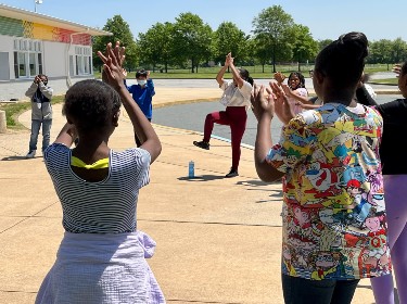 Students participating in dance.